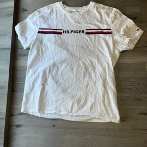 Tommy Hilfiger White Tee with Red and Black Accents